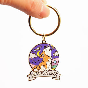 "Howl You Doin'?" Husky Enamel Keychain  Flair Fighter