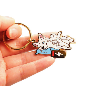 "I've Had a Ruff Day" Husky Enamel Keychain  Flair Fighter