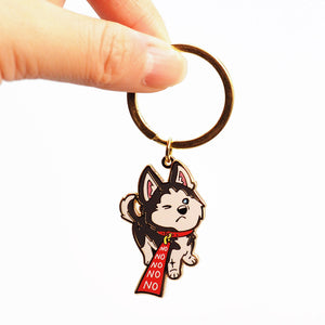 Stubborn Husky Enamel Keychain  Flair Fighter