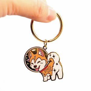 Space Dog Husky Enamel Keychain  Flair Fighter   