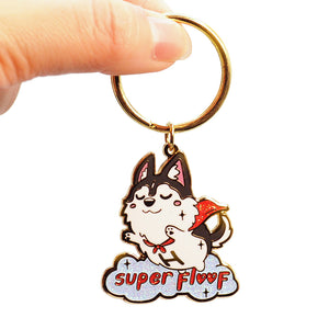Super Floof Hero Husky Enamel Keychain  Flair Fighter