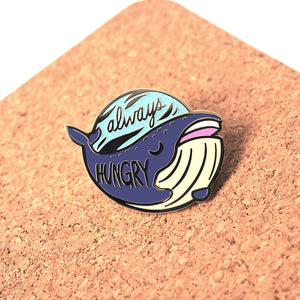 "Always Hungry" Blue Whale Enamel Pin Brooches & Lapel Pins Flair Fighter