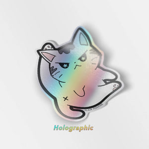 Angry Cat Holographic Vinyl Sticker Decorative Stickers Flair Fighter