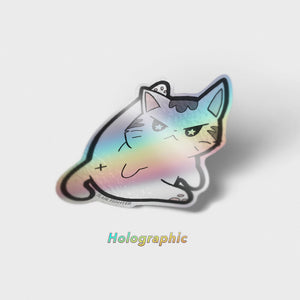 Angry Cat Holographic Vinyl Sticker Decorative Stickers Flair Fighter