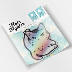 Angry Cat Holographic Vinyl Sticker Decorative Stickers Flair Fighter