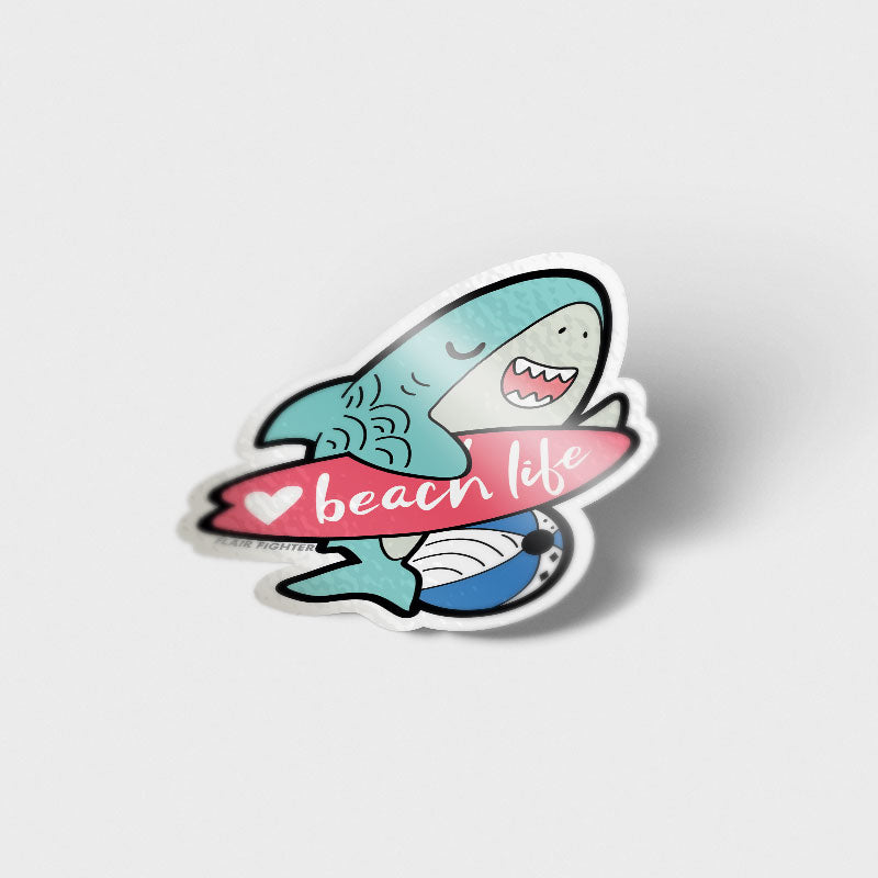 Beach Life Shark Vinyl Sticker Decorative Stickers Flair Fighter   
