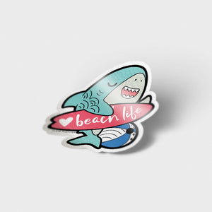 Beach Life Shark Vinyl Sticker Decorative Stickers Flair Fighter