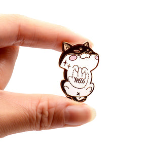 Black & Tan Shiba Inu Belly Rub "Yasss" Enamel Pin Brooches & Lapel Pins Flair Fighter