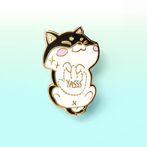 Black & Tan Shiba Inu Belly Rub "Yasss" Enamel Pin Brooches & Lapel Pins Flair Fighter
