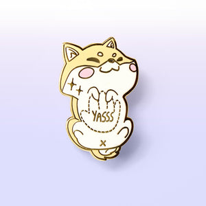 Cream Shiba Inu Belly Rub "Yasss" Enamel Pin Brooches & Lapel Pins Flair Fighter
