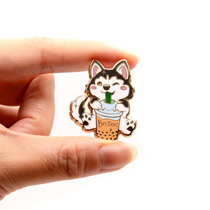 Besteas Boba Husky Enamel Pin Brooches & Lapel Pins Flair Fighter