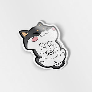 Black & Tan Shiba Inu Belly Rub "Yasss" Vinyl Sticker Decorative Stickers Flair Fighter