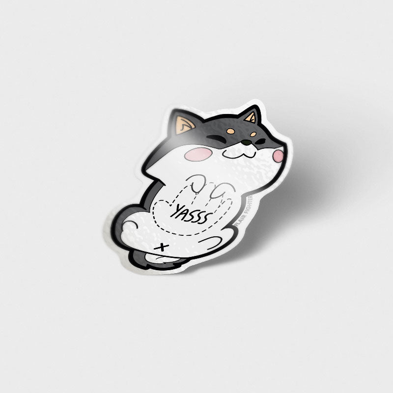 Black & Tan Shiba Inu Belly Rub "Yasss" Vinyl Sticker Decorative Stickers Flair Fighter   