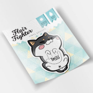 Black & Tan Shiba Inu Belly Rub "Yasss" Vinyl Sticker Decorative Stickers Flair Fighter