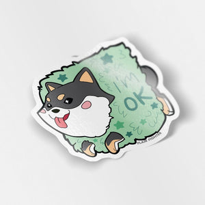 Black & Tan Shiba Inu Stuck in Bush "I'm OK" Vinyl Sticker Decorative Stickers Flair Fighter