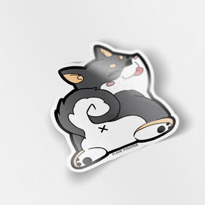 Black & Tan Shiba Inu Sploot Vinyl Sticker Decorative Stickers Flair Fighter