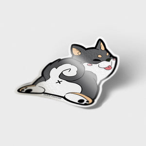 Black & Tan Shiba Inu Sploot Vinyl Sticker Decorative Stickers Flair Fighter