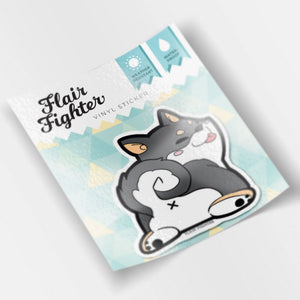 Black & Tan Shiba Inu Sploot Vinyl Sticker Decorative Stickers Flair Fighter
