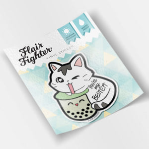 You're My Bestea Boba Cat Vinyl Sticker (Matcha Green Tea Special Edition) Decorative Stickers Flair Fighter