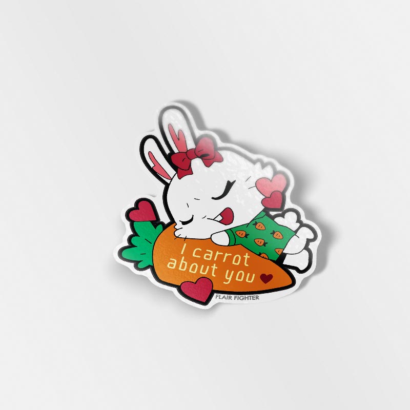 I Carrot About You Bunny Vinyl Sticker Decorative Stickers Flair Fighter   