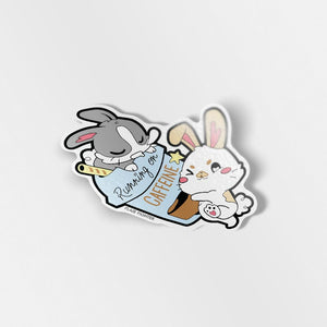 Running on Caffeine Bunnies Vinyl Sticker Decorative Stickers Flair Fighter