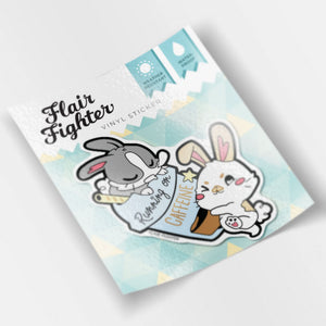 Running on Caffeine Bunnies Vinyl Sticker Decorative Stickers Flair Fighter