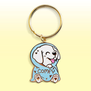 Comfy Blanket Golden Retriever Enamel Keychain  Flair Fighter
