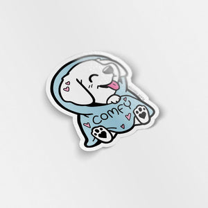 Comfy Blanket Golden Retriever Vinyl Sticker  Flair Fighter