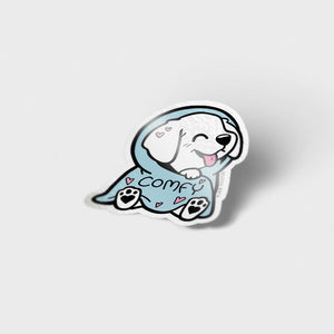Comfy Blanket Golden Retriever Vinyl Sticker  Flair Fighter