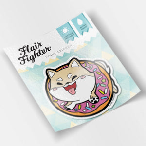 Cream Shiba Inu Donut Vinyl Sticker Decorative Stickers Flair Fighter