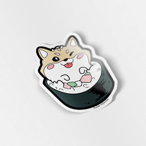Cream Shiba Inu Maki Sushi Roll Vinyl Sticker Decorative Stickers Flair Fighter