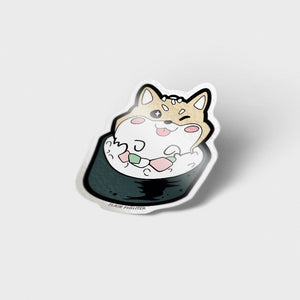 Cream Shiba Inu Maki Sushi Roll Vinyl Sticker Decorative Stickers Flair Fighter