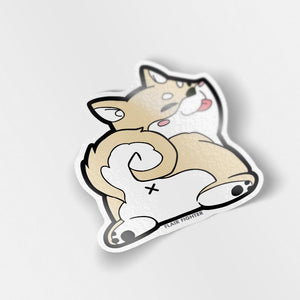 Cream Shiba Inu Sploot Vinyl Sticker  Flair Fighter
