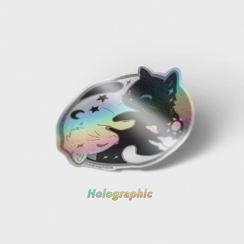 Day & Night Cats Holographic Vinyl Sticker Decorative Stickers Flair Fighter   