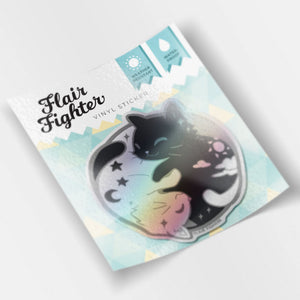 Day & Night Cats Holographic Vinyl Sticker Decorative Stickers Flair Fighter