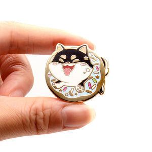 Black & Tan Shiba Inu Donut Enamel Pin Brooches & Lapel Pins Flair Fighter