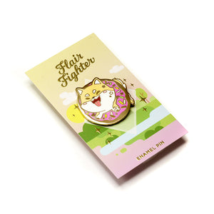 Cream Shiba Inu Donut Enamel Pin Brooches & Lapel Pins Flair Fighter