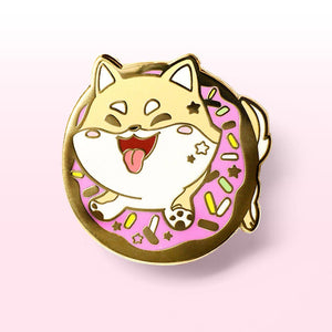 Cream Shiba Inu Donut Enamel Pin Brooches & Lapel Pins Flair Fighter