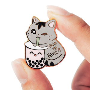 You're My Bestea Boba Cat Enamel Pin Brooches & Lapel Pins Flair Fighter