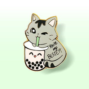 You're My Bestea Boba Cat Enamel Pin Brooches & Lapel Pins Flair Fighter   