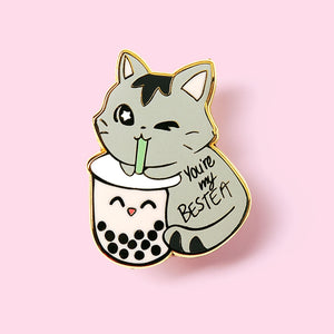 You're My Bestea Boba Cat Enamel Pin Brooches & Lapel Pins Flair Fighter