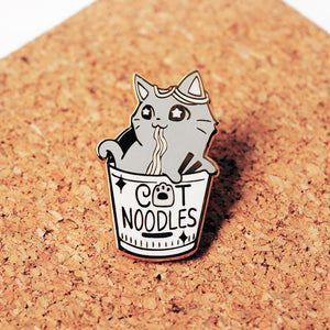 Cat (Cup) Noodles Enamel Pin Brooches & Lapel Pins Flair Fighter   