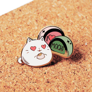 I Love Mochi Cat Enamel Pin Brooches & Lapel Pins Flair Fighter