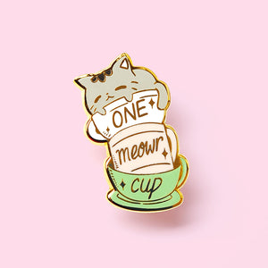 One Meowr Cup Cat Enamel Pin Brooches & Lapel Pins Flair Fighter