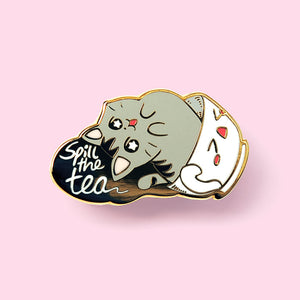 Spill the Tea Cat Enamel Pin Brooches & Lapel Pins Flair Fighter