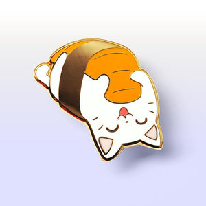 Upside Down Salmon Sushi Cat Enamel Pin Brooches & Lapel Pins Flair Fighter