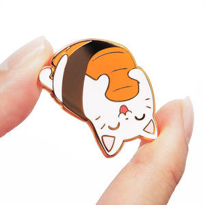Upside Down Salmon Sushi Cat Enamel Pin Brooches & Lapel Pins Flair Fighter