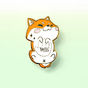 Red Shiba Inu Belly Rub "Yasss" Enamel Pin Brooches & Lapel Pins Flair Fighter