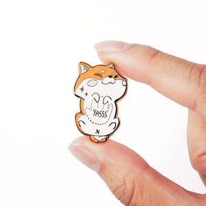 Red Shiba Inu Belly Rub "Yasss" Enamel Pin Brooches & Lapel Pins Flair Fighter