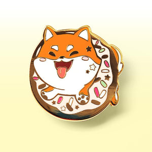 Red Shiba Inu Donut Enamel Pin Brooches & Lapel Pins Flair Fighter